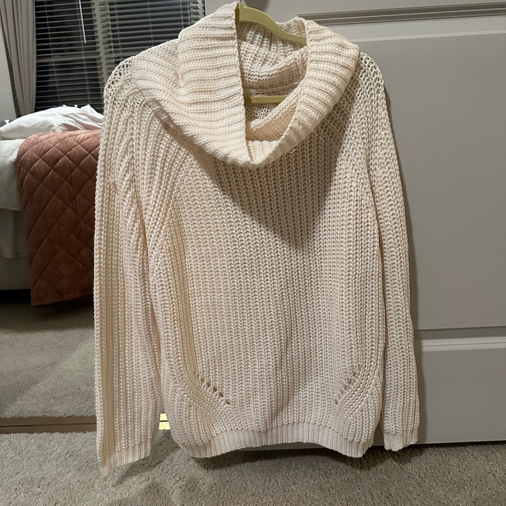 Francesca's Collections Harper Cream Cowl Neck Sweater NWT